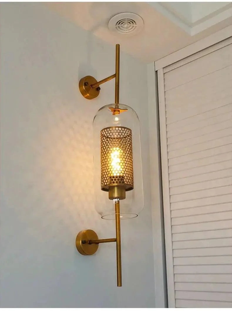 Glass Wall Lamp Cylinder Or Ball Gold Or Chrome