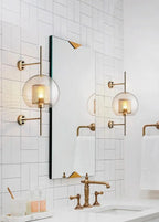 Glass Wall Lamp Cylinder Or Ball Gold Or Chrome