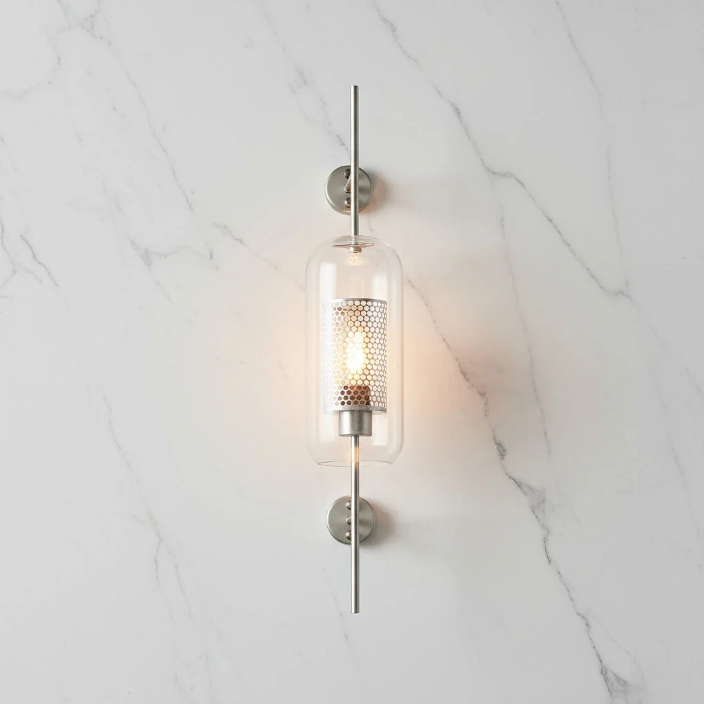 Glass Wall Lamp Cylinder Or Ball Gold Or Chrome