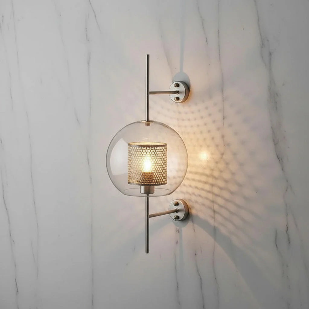 Glass Wall Lamp Cylinder Or Ball Gold Or Chrome