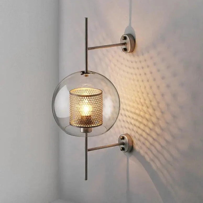 Glass Wall Lamp Cylinder Or Ball Gold Or Chrome