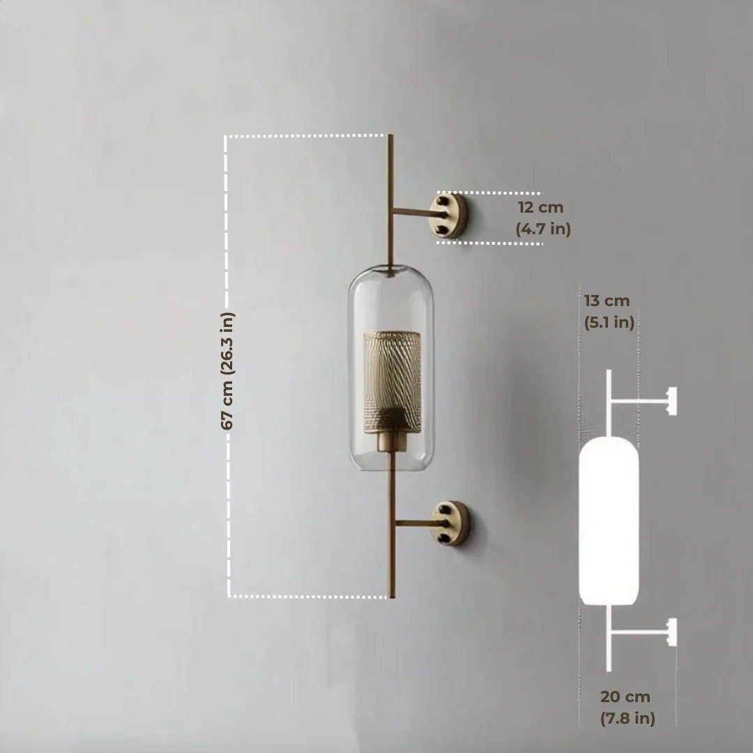 Glass Wall Lamp Cylinder Or Ball Gold Or Chrome