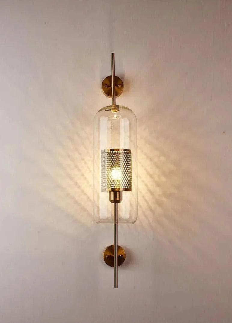 Glass Wall Lamp Cylinder Or Ball Gold Or Chrome