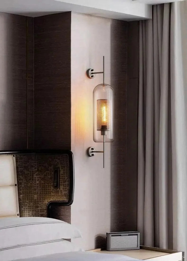 Glass Wall Lamp Cylinder Or Ball Gold Or Chrome