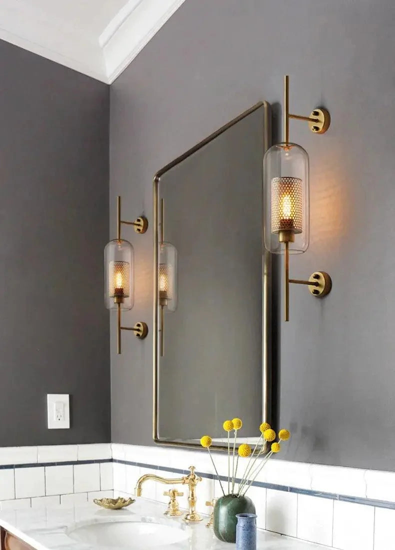 Glass Wall Lamp Cylinder Or Ball Gold Or Chrome