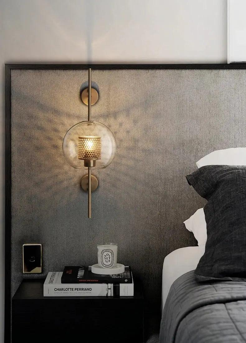 Glass Wall Lamp Cylinder Or Ball Gold Or Chrome
