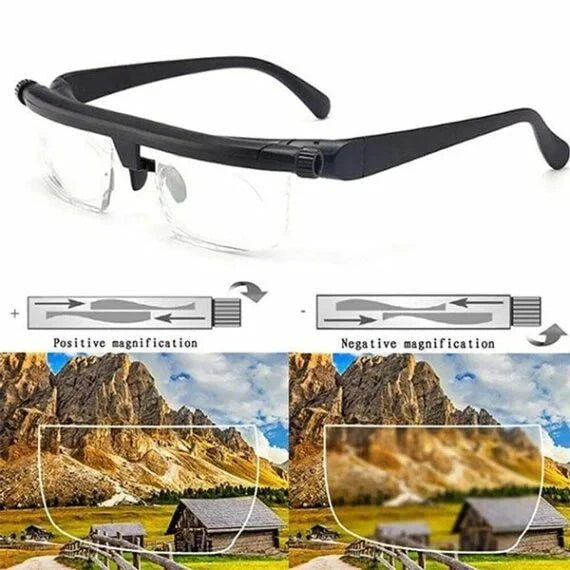 Glasses Adjustable Focus Rotating Dial Lightweight No Prescription