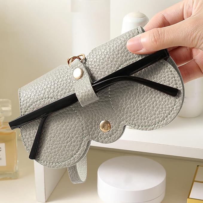Glasses Case Slim PU Leather Drawstring Closure