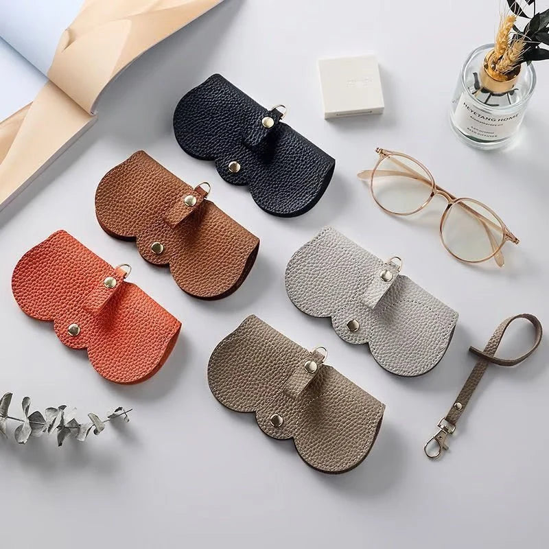 Glasses Case Slim PU Leather Drawstring Closure