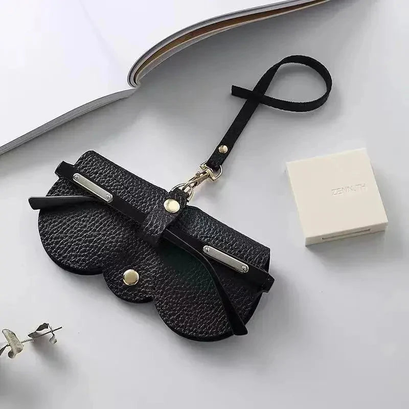Glasses Case Soft-Lined Faux Leather Snap Closure