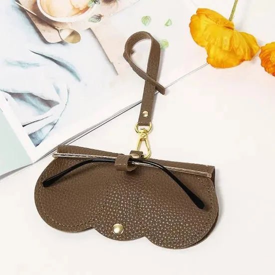 Glasses Case Soft-Lined Faux Leather Snap Closure
