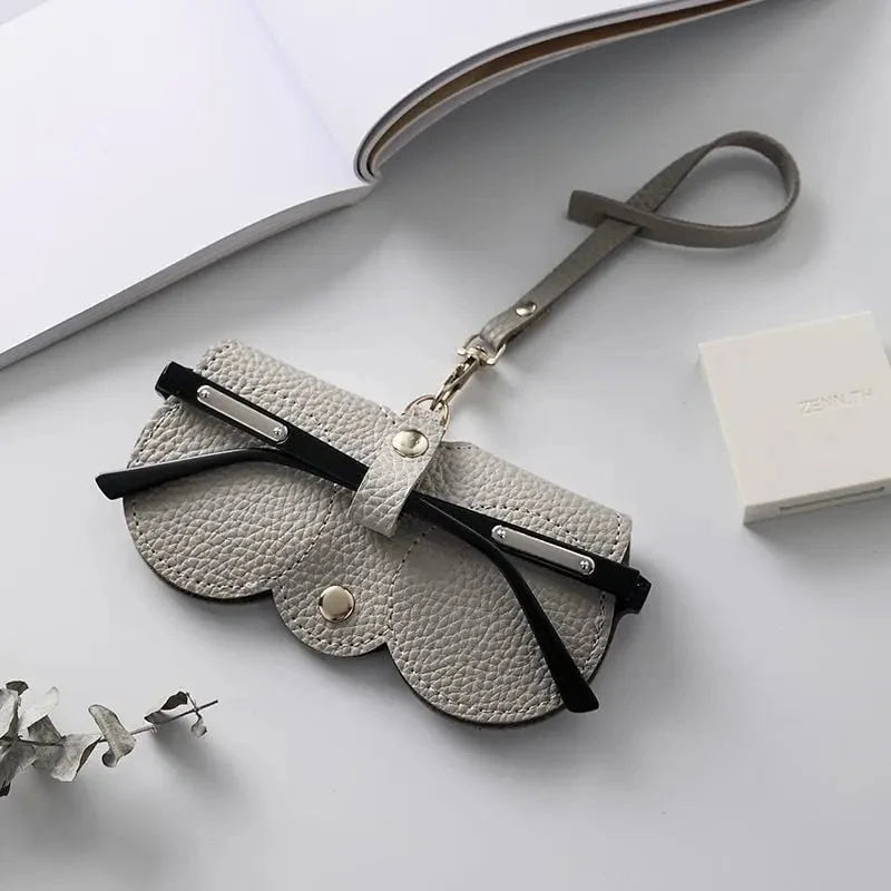 Glasses Case Soft-Lined Faux Leather Snap Closure