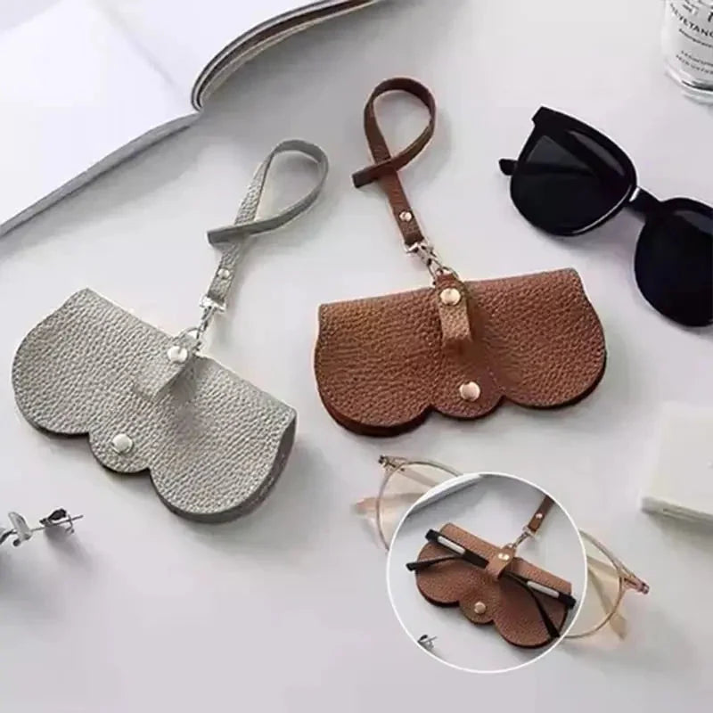 Glasses Case Soft-Lined Faux Leather Snap Closure