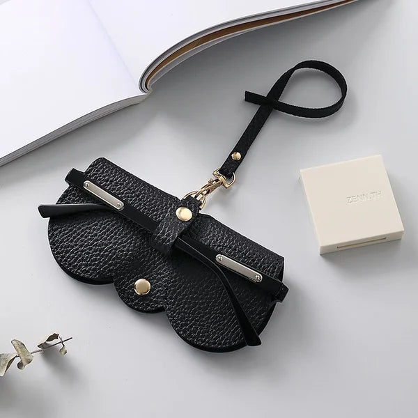 Glasses Case Synthetic Leather Snap Closure Soft Lining