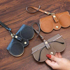 Glasses Case Synthetic Leather Snap Closure Soft Lining