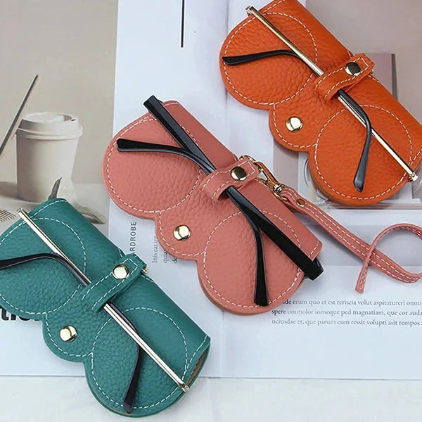 Glasses Case Synthetic Leather Snap Closure Soft Lining