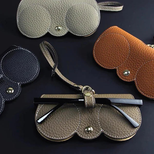 Glasses Case Synthetic Leather Snap Closure Soft Lining