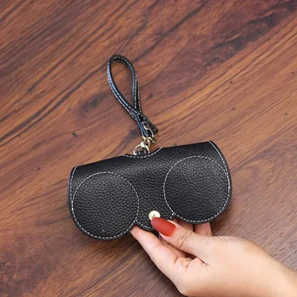 Glasses Case Synthetic Leather Snap Closure Soft Lining