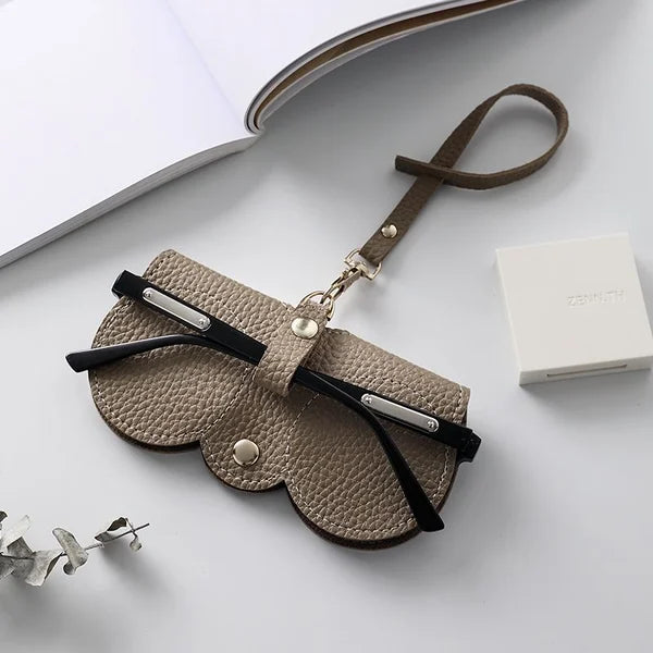 Glasses Case Synthetic Leather Snap Closure Soft Lining