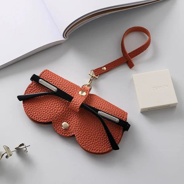 Glasses Case Synthetic Leather Snap Closure Soft Lining