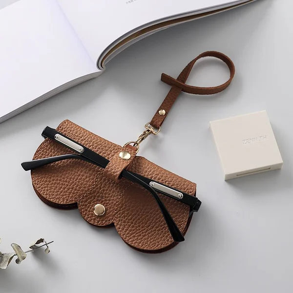 Glasses Case Synthetic Leather Snap Closure Soft Lining