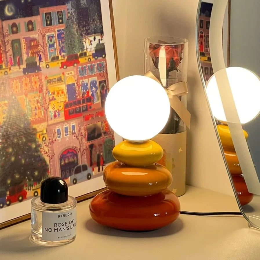 Glazed Ceramic Opal Glass Table Lamp (USB-Powered)