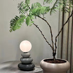 Glazed Ceramic Opal Glass Table Lamp (USB-Powered)