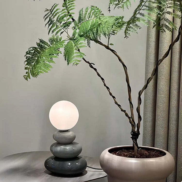 Glazed Ceramic Opal Glass Table Lamp (USB-Powered)