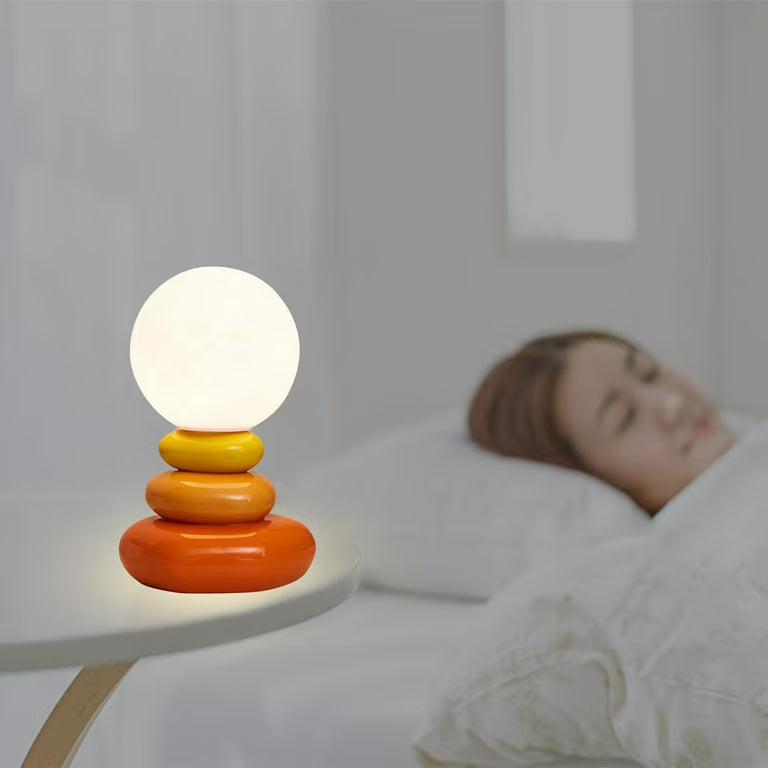 Glazed Ceramic Opal Glass Table Lamp (USB-Powered)