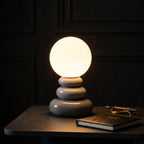 Glazed Ceramic Opal Glass Table Lamp (USB-Powered)