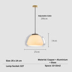 Globe Pendant Lamp Hand-Blown Glass Adjustable Cable
