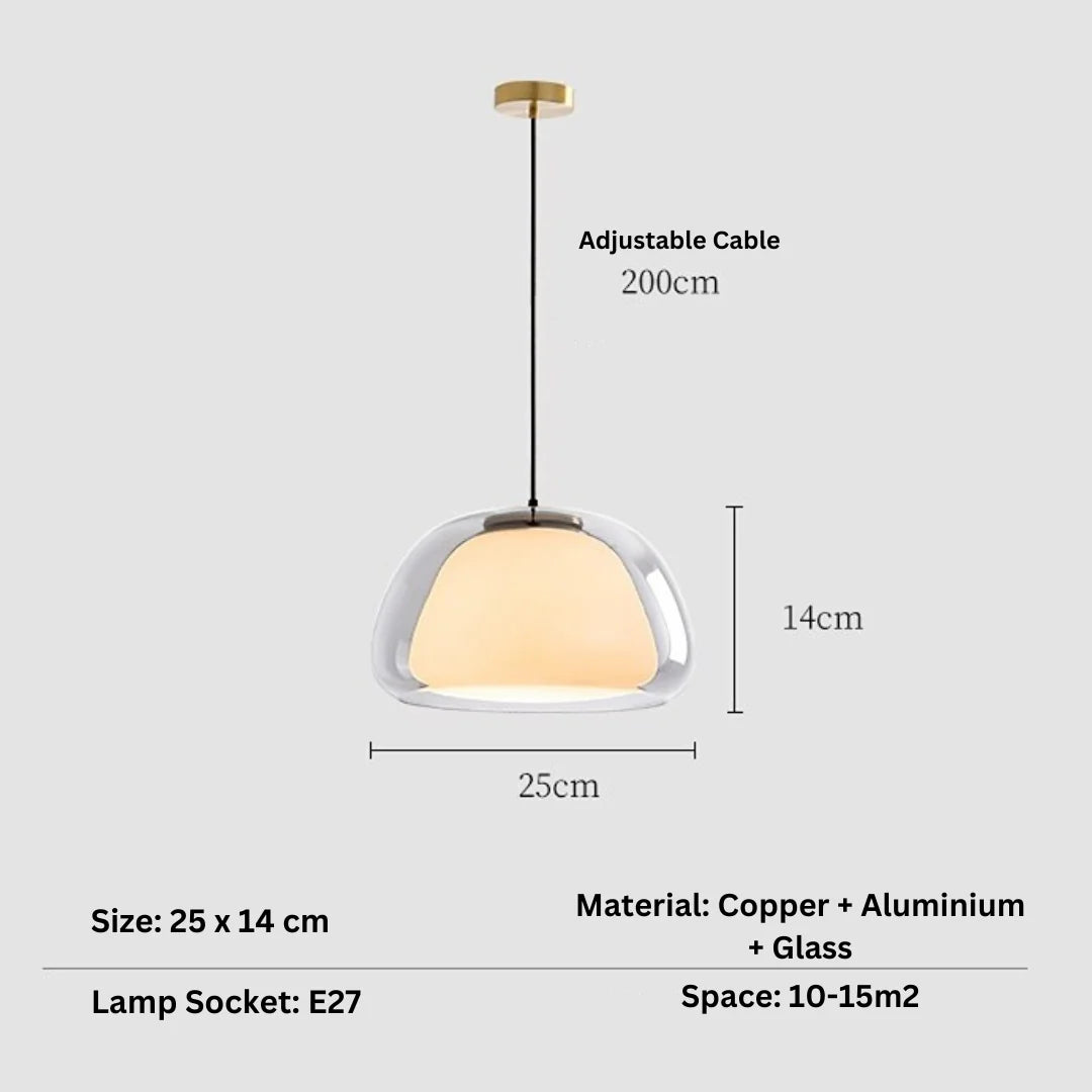 Globe Pendant Lamp Hand-Blown Glass Adjustable Cable