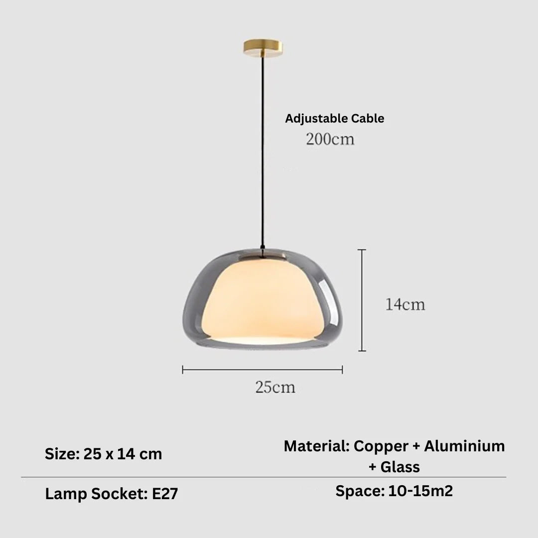 Globe Pendant Lamp Hand-Blown Glass Adjustable Cable
