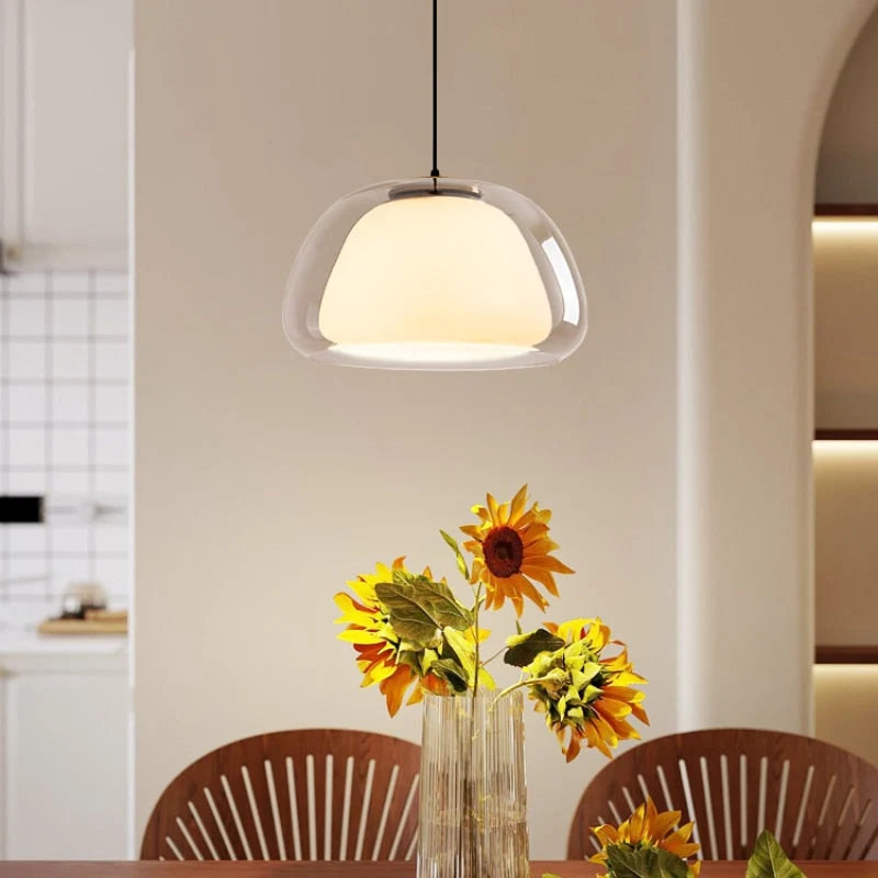 Globe Pendant Lamp Hand-Blown Glass Adjustable Cable