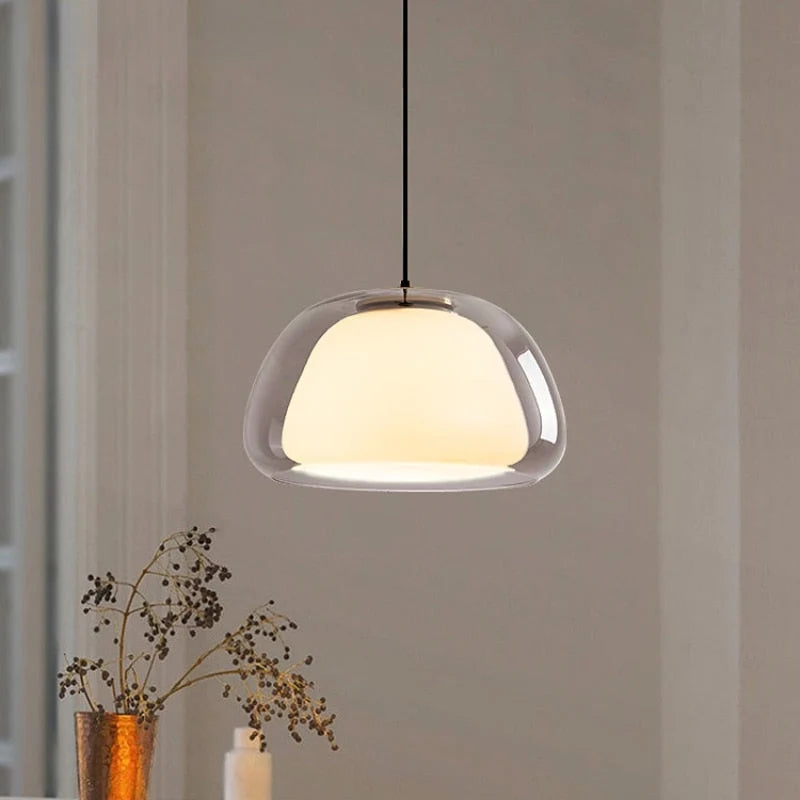 Globe Pendant Lamp Hand-Blown Glass Adjustable Cable