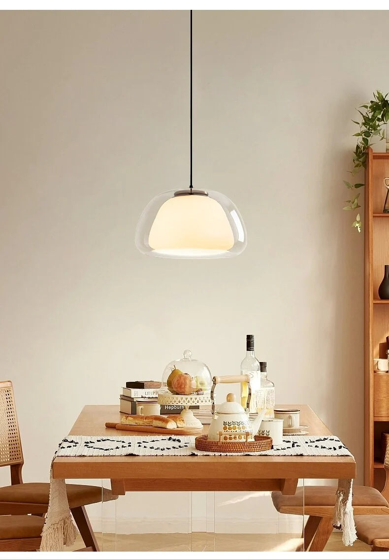 Globe Pendant Lamp Hand-Blown Glass Adjustable Cable