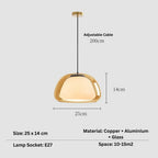 Globe Pendant Lamp Hand-Blown Glass Adjustable Cable