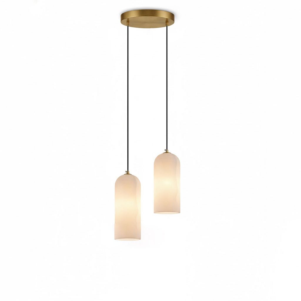 Globe Pendant Light Natural Alabaster Shade Brass Finish