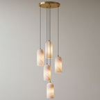 Globe Pendant Light Natural Alabaster Shade Brass Finish