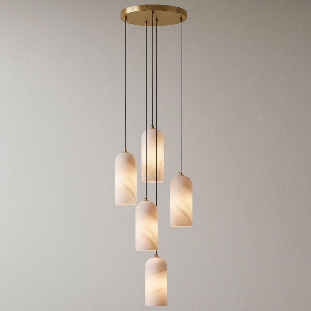 Globe Pendant Light Natural Alabaster Shade Brass Finish
