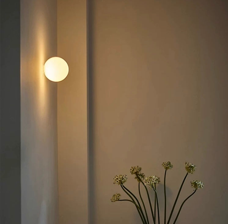 Globe Wall Sconce Integrated LED Frosted Glass