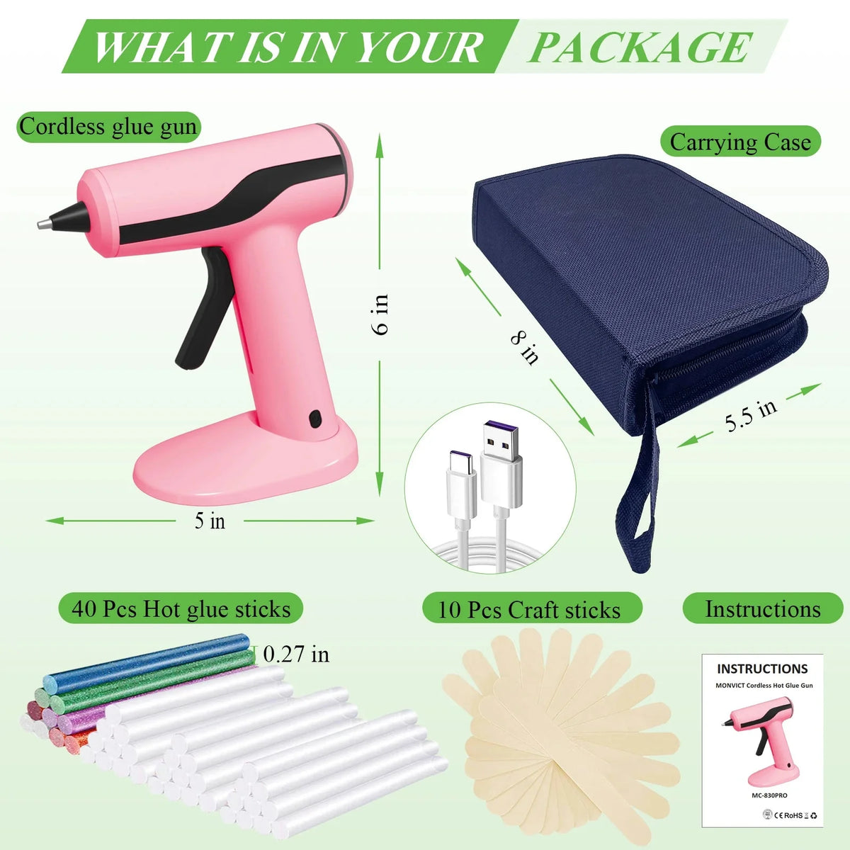 Glue Gun Cordless Rechargeable Anti-Drip Magnetic Base