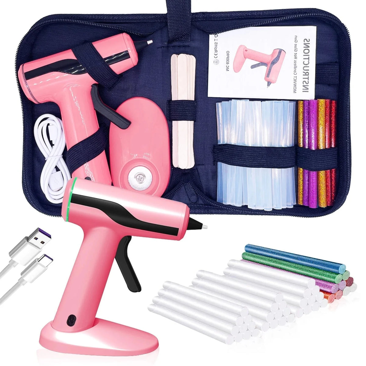 Glue Gun Rechargeable 60-Min Anti-Drip & Magnetic Base