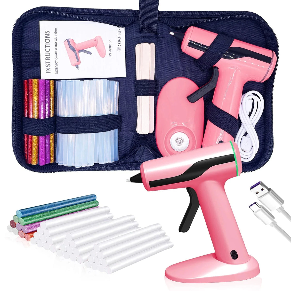Glue Gun Rechargeable 60-Min Anti-Drip & Magnetic Base