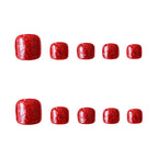Glue-On Nail Set Glittery Red Long-Lasting