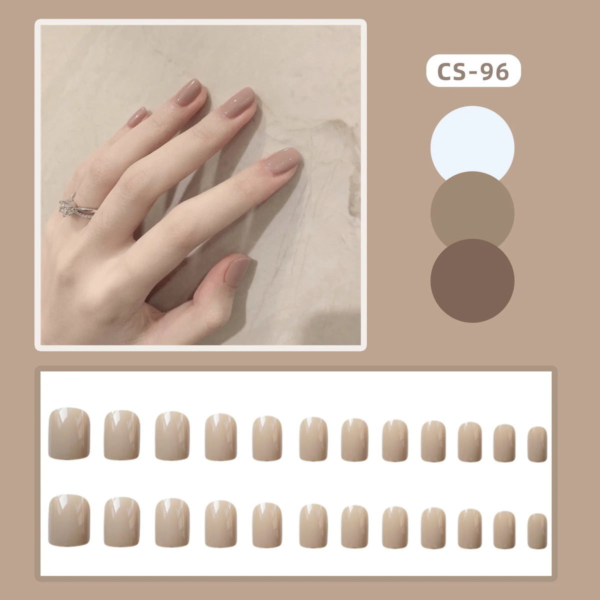 Glue-On Nail Set Glossy Non-Toxic