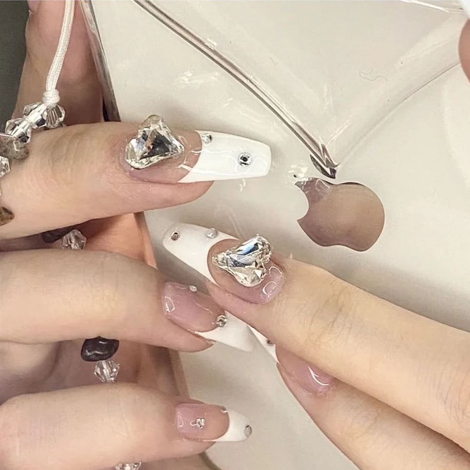 Glue-On Nail Set Rhinestone Long-Lasting Comfortable Fit