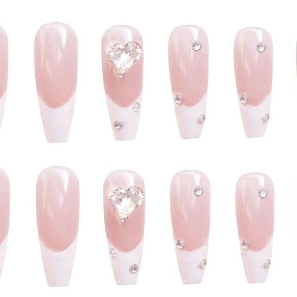 Glue-On Nail Set Rhinestone Long-Lasting Comfortable Fit