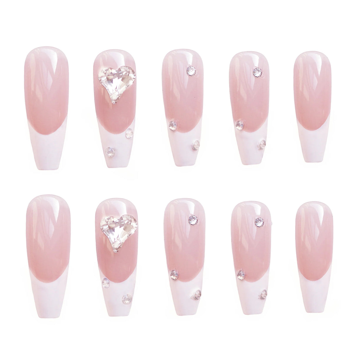 Glue-On Nail Set Rhinestone Long-Lasting Comfortable Fit