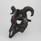 Goat Skull Mask Horned Inverted Red Cross Adjustable Strap